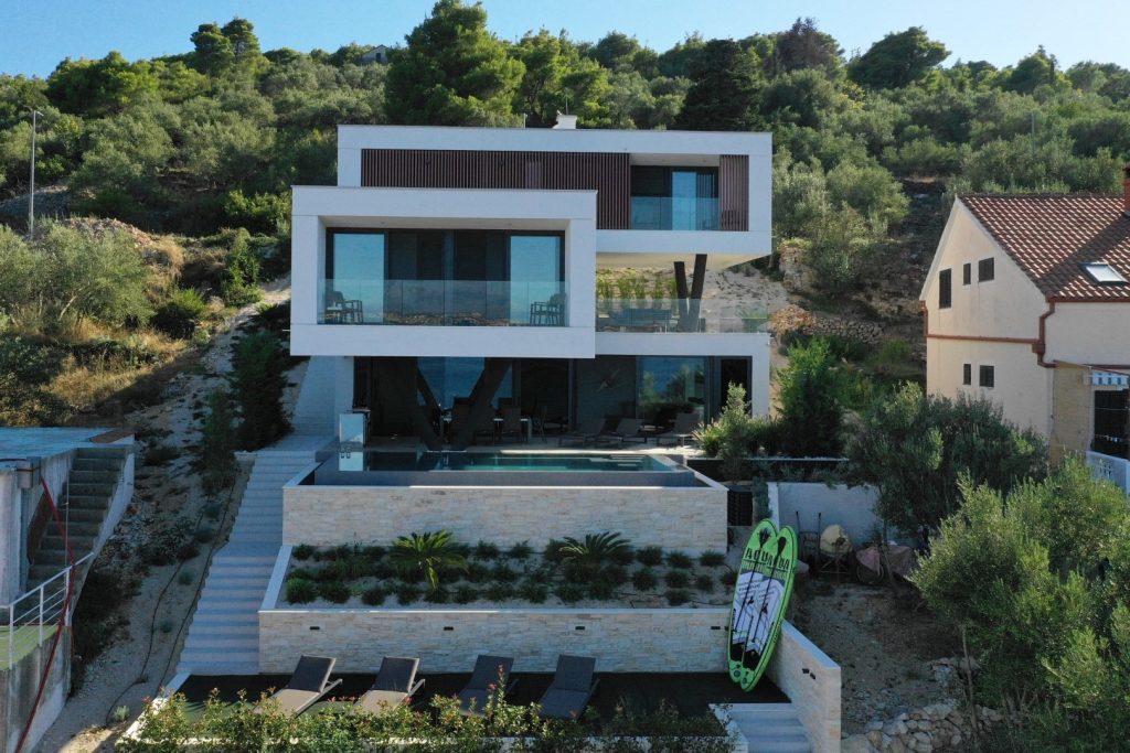 Zadar Ugljan designer villa in the first row from the sea with a mini marina