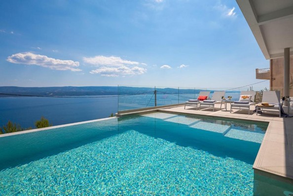 Omiš Riviera, modern villa with pool and sea view